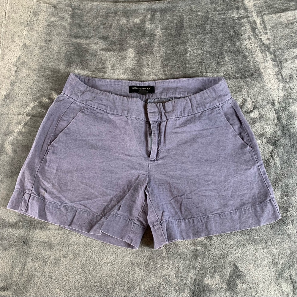 Banana Republic Linen Blend‎ Shorts Women's Size 2 Slate Blue Chino Short Casual